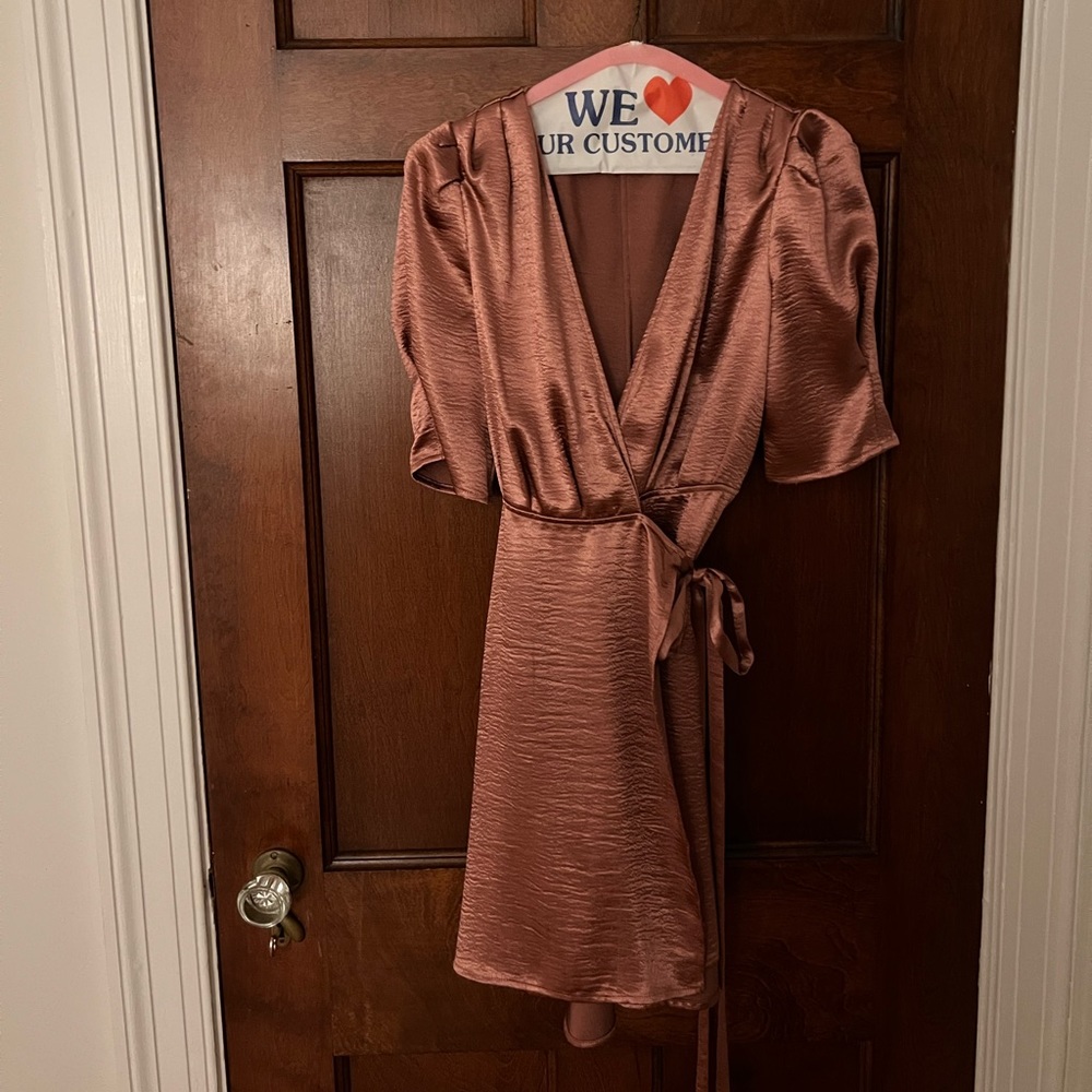 Rose gold wrap dress